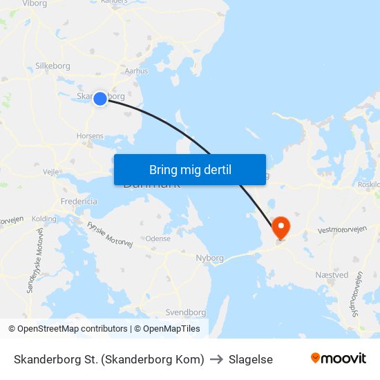 Skanderborg St. (Skanderborg Kom) to Slagelse map