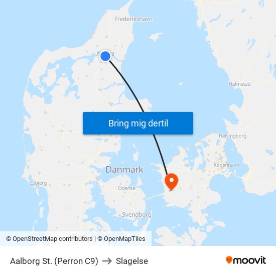 Aalborg St. (Perron C9) to Slagelse map