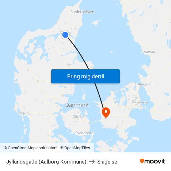 Jyllandsgade (Aalborg Kommune) to Slagelse map