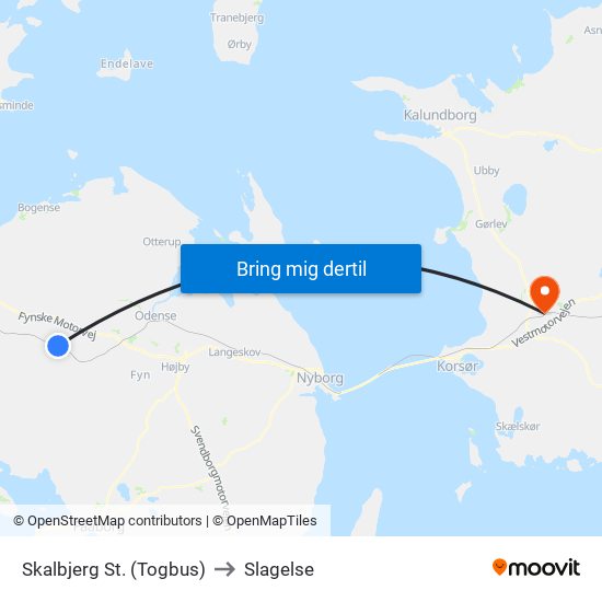 Skalbjerg St. (Togbus) to Slagelse map