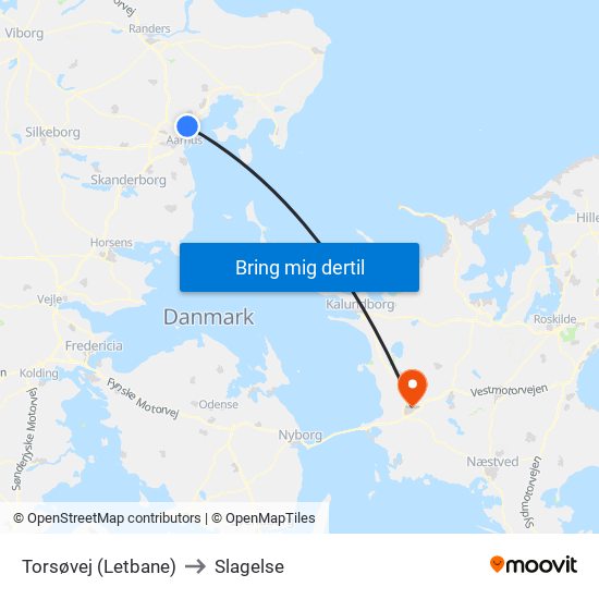 Torsøvej (Letbane) to Slagelse map