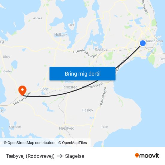 Tæbyvej (Rødovrevej) to Slagelse map