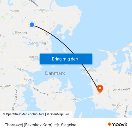 Thorsøvej (Favrskov Kom) to Slagelse map