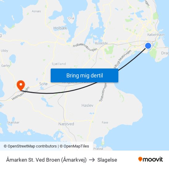 Åmarken St. Ved Broen (Åmarkvej) to Slagelse map