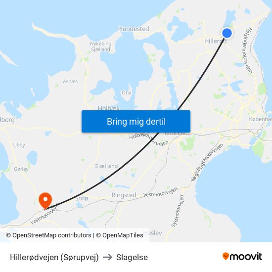 Hillerødvejen (Sørupvej) to Slagelse map