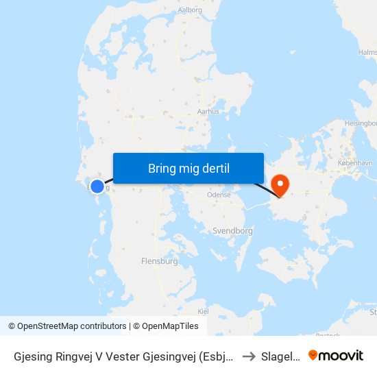 Gjesing Ringvej V Vester Gjesingvej (Esbjerg) to Slagelse map