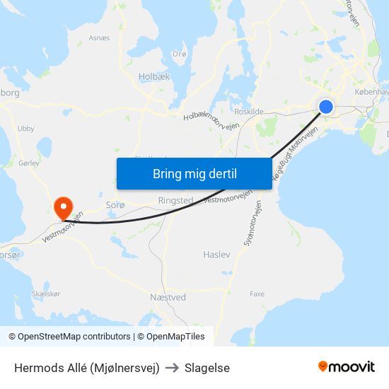 Hermods Allé (Mjølnersvej) to Slagelse map