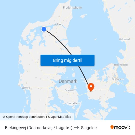 Blekingevej (Danmarksvej / Løgstør) to Slagelse map