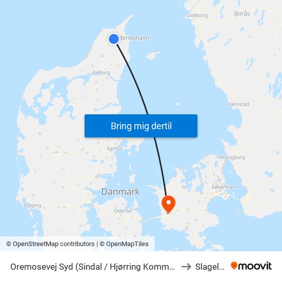 Oremosevej Syd (Sindal / Hjørring Kommune) to Slagelse map