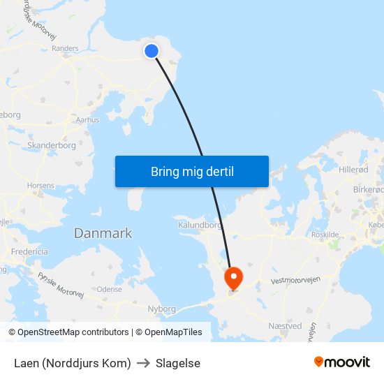 Laen (Norddjurs Kom) to Slagelse map