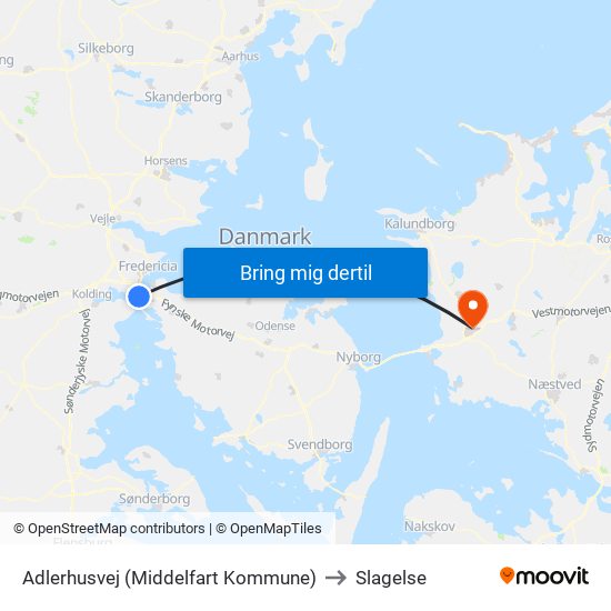 Adlerhusvej (Middelfart Kommune) to Slagelse map