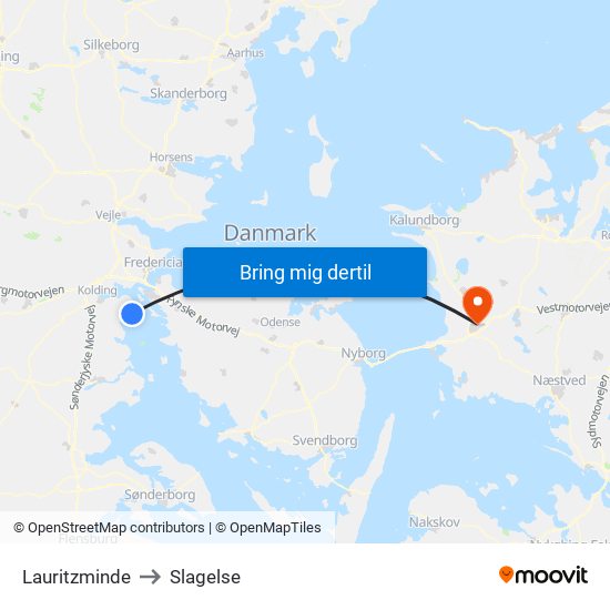 Lauritzminde to Slagelse map
