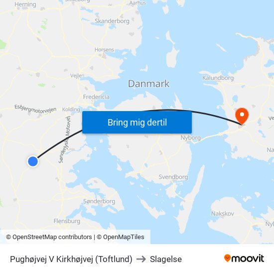 Pughøjvej V Kirkhøjvej (Toftlund) to Slagelse map