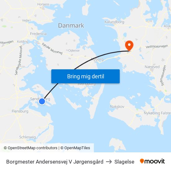 Borgmester Andersensvej V Jørgensgård to Slagelse map