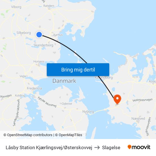 Låsby Station Kjærlingsvej/Østerskovvej to Slagelse map