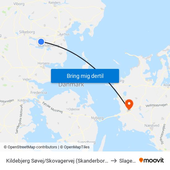 Kildebjerg Søvej/Skovagervej (Skanderborg Kom) to Slagelse map