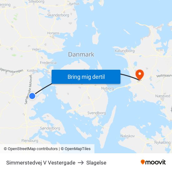 Simmerstedvej V Vestergade to Slagelse map