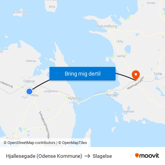 Hjallesegade (Odense Kommune) to Slagelse map