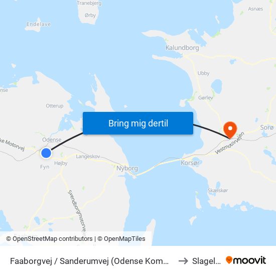 Faaborgvej / Sanderumvej (Odense Kommune) to Slagelse map