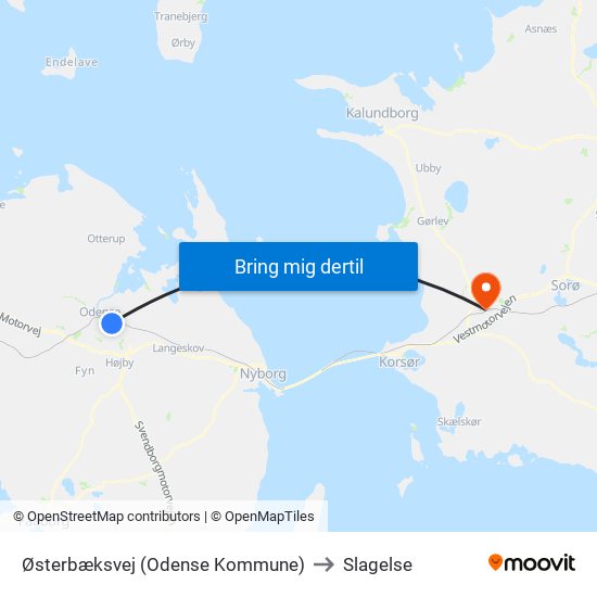 Østerbæksvej (Odense Kommune) to Slagelse map