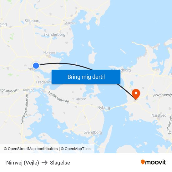 Nimvej (Vejle) to Slagelse map