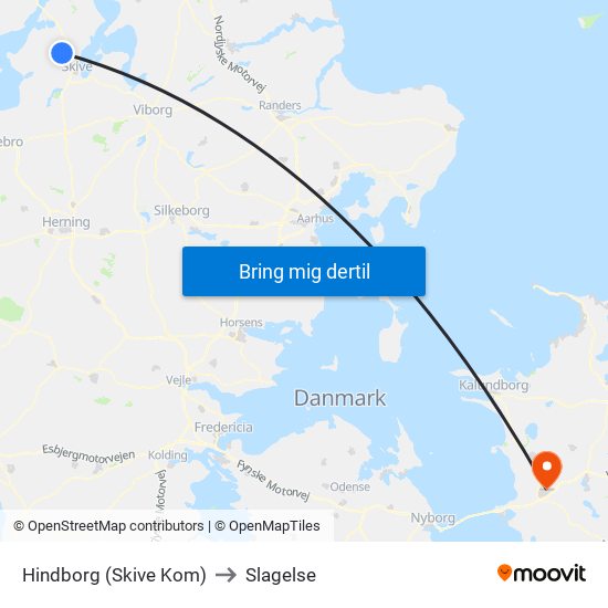 Hindborg (Skive Kom) to Slagelse map