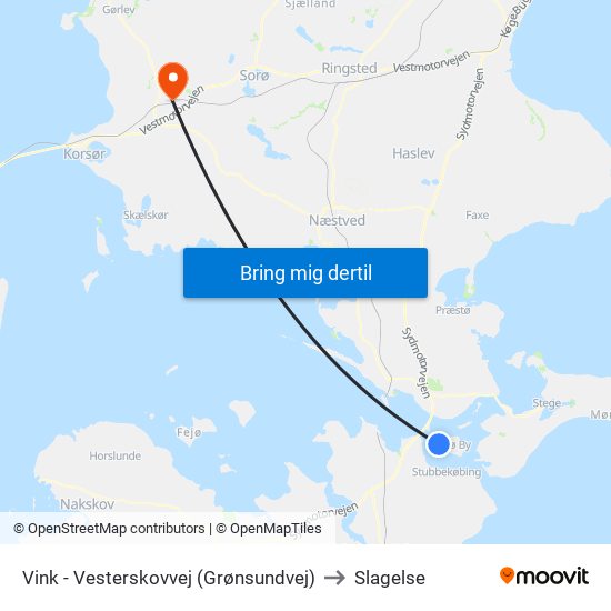 Vink - Vesterskovvej (Grønsundvej) to Slagelse map