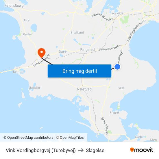 Vink Vordingborgvej (Turebyvej) to Slagelse map