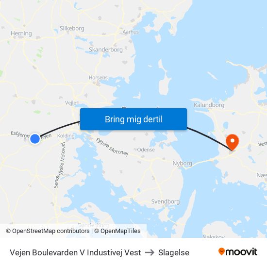 Vejen Boulevarden V Industivej Vest to Slagelse map