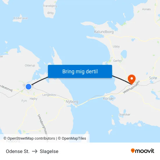 Odense St. to Slagelse map