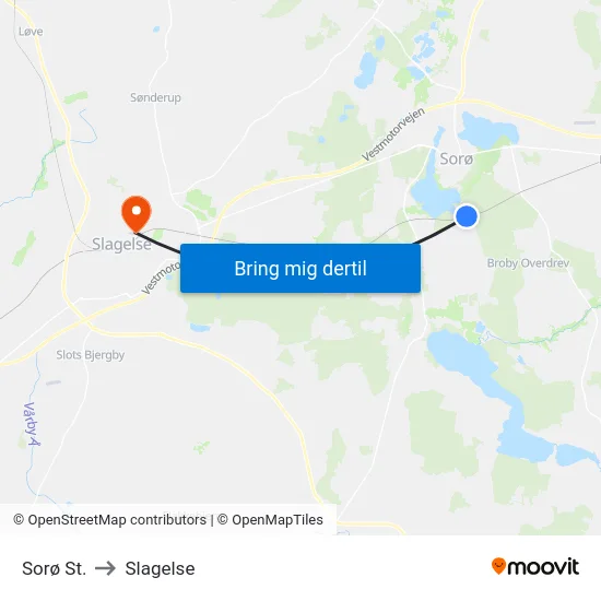 Sorø St. to Slagelse map