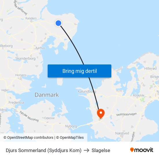 Djurs Sommerland (Syddjurs Kom) to Slagelse map