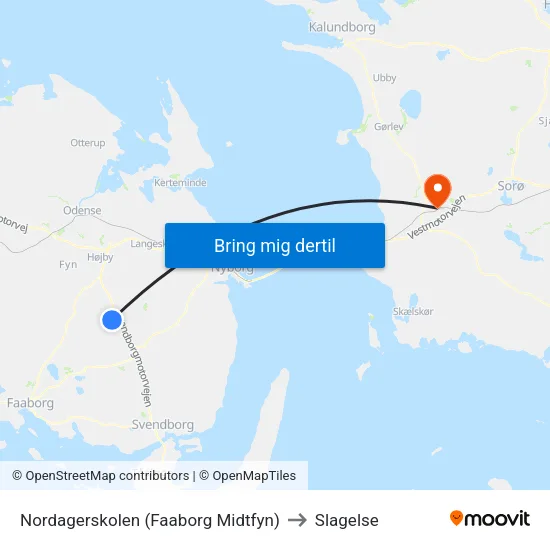 Nordagerskolen (Faaborg Midtfyn) to Slagelse map