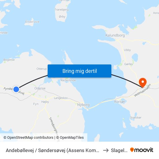 Andebøllevej / Søndersøvej (Assens Kommune) to Slagelse map