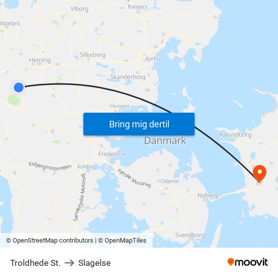 Troldhede St. to Slagelse map