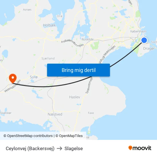 Ceylonvej (Backersvej) to Slagelse map