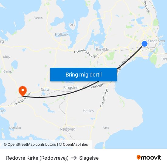 Rødovre Kirke (Rødovrevej) to Slagelse map