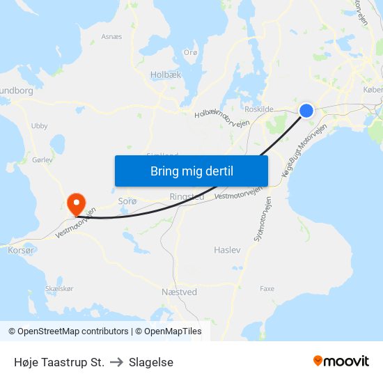 Høje Taastrup St. to Slagelse map
