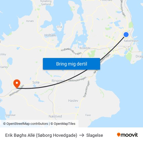 Erik Bøghs Allé (Søborg Hovedgade) to Slagelse map