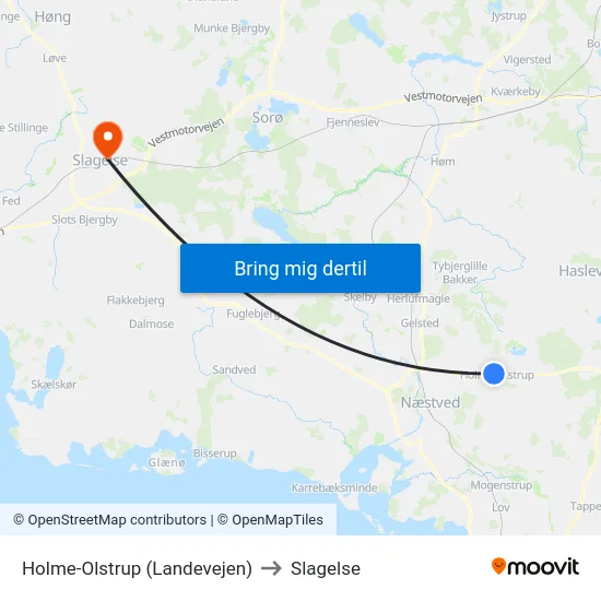 Holme-Olstrup (Landevejen) to Slagelse map