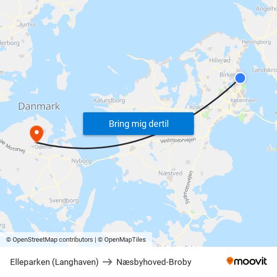 Elleparken (Langhaven) to Næsbyhoved-Broby map