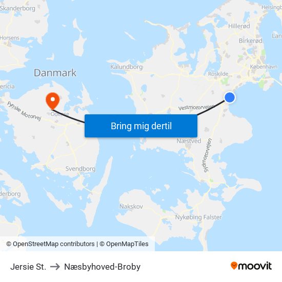 Jersie St. to Næsbyhoved-Broby map