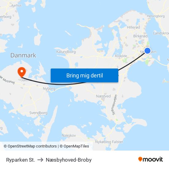 Ryparken St. to Næsbyhoved-Broby map