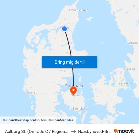 Aalborg St. (Område C / Regionalbus) to Næsbyhoved-Broby map