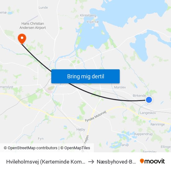 Hvileholmsvej (Kerteminde Kommune) to Næsbyhoved-Broby map