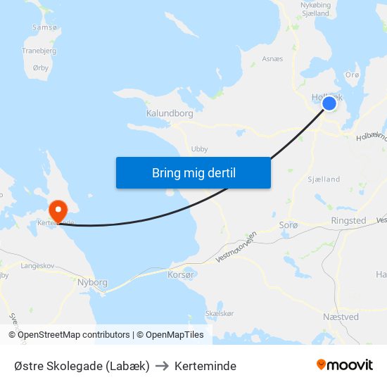 Østre Skolegade (Labæk) to Kerteminde map