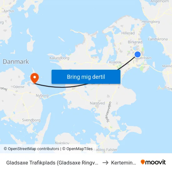 Gladsaxe Trafikplads (Gladsaxe Ringvej) to Kerteminde map