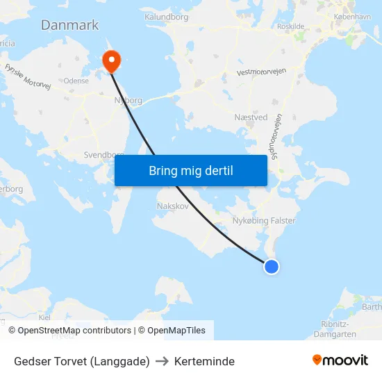 Gedser Torvet (Langgade) to Kerteminde map