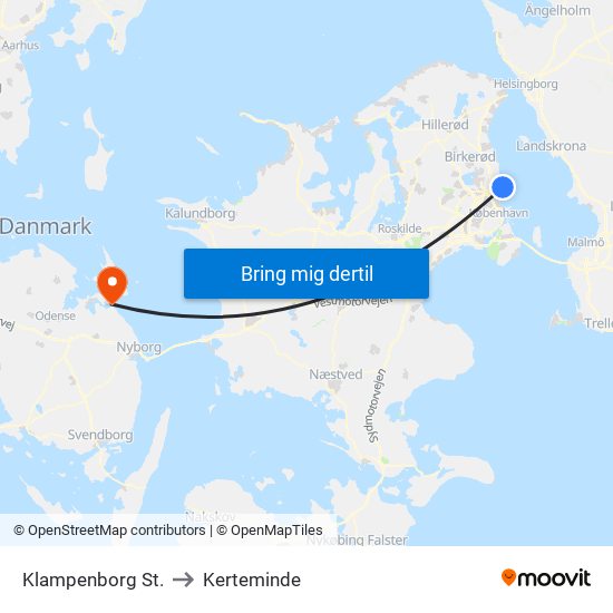 Klampenborg St. to Kerteminde map