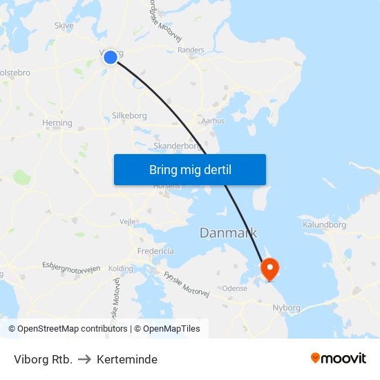 Viborg Rtb. to Kerteminde map